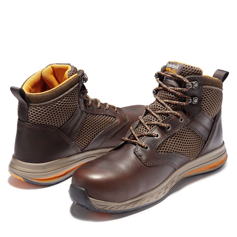 Timberland Mens Pro Boots Drivetrain Comp Toe Mid - Dark Brown - India UA8213057